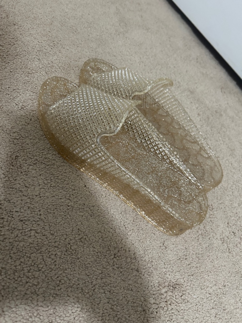 Gold Glitter Jelly Slide Sandals